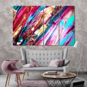 Colorful abstract paintings for living room, brush strokes art wall