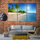 Sunny beach wall art decor for bedroom, sea beach cool canvas art 