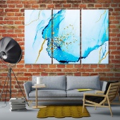 Blue marble abstract artistic prints on canvas, abstract art wall