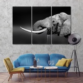 Elephant large black and white wall art, animal canvas prints art