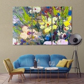 Oil flowers abstract art prints on canvas, modern abstract room art
