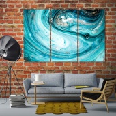 Modern aqua abstract canvas prints art, blue abstract home decor art