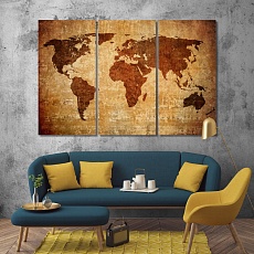 Vintage world map wall decor