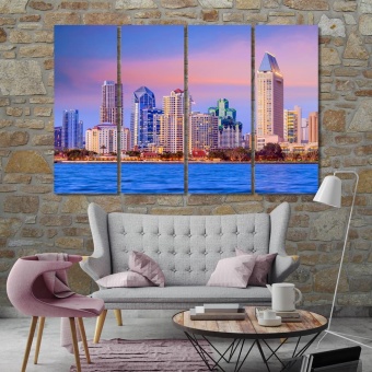 San Diego skyline at sunset art wall decor, California print canvas