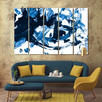 Blue brush strokes on canvas modern