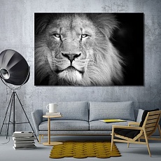 Lion artistic prints on canvas, king of beasts black & white artwork