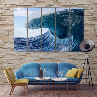 blue ocean wave bathroom wall art decor