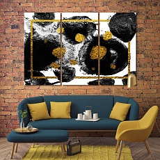 Black spots with gold on canvas
