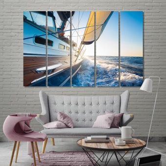 Yacht pictures for living room walls, pleasure boat print canvas art