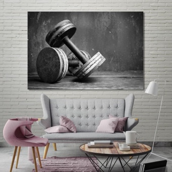Dumbbells office wall decorations, lifting weights canvas decor