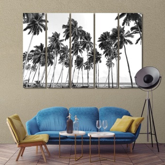 The palms trees black and white artwork design, beach  art pictures