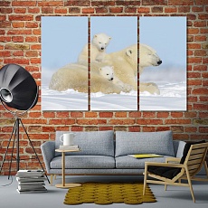 Polar bear mother and cub large contemporary wall art