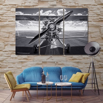 Vintage aircraft contemporary wall art decor, airplane engine wall art