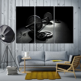 Barbell art prints on canvas, gym wall decoration ideas