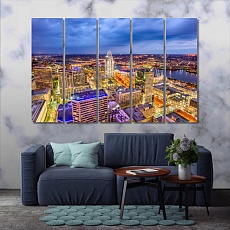 Cincinnati large artwork for living room, Ohio city landscape canvas