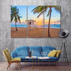 Beach in Fort Lauderdale print canvas art, Florida art room decor