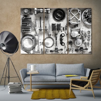 Old parts motorcycle wall decorating ideas with pictures
