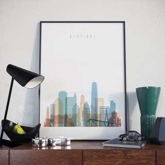 Santiago skyline print, ‎Chile wall decorations for bedroom