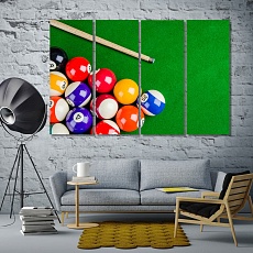 Billiards contemporary wall decor, board game print canvas art