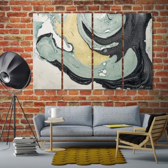Grey and gold abstract large contemporary wall art