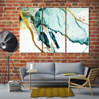 Turquoise and gold abstract art printing