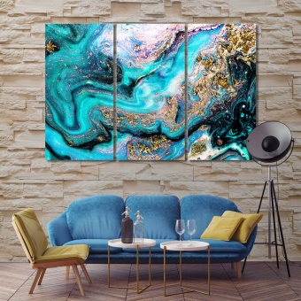 Aquamarine luxury abstract art large wall paintings