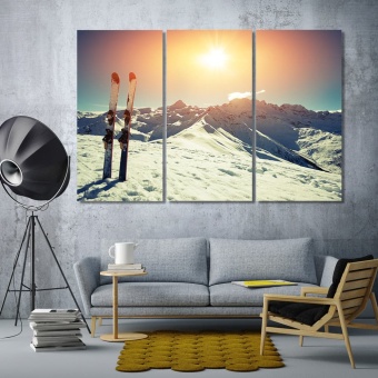 Ski modern wall decor, snow mountains living room wall decor ideas