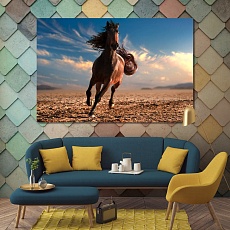 Brown horse large contemporary wall art, animals print canvas art