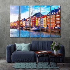 Copenhagen large paintings for living room, Denmark print canvas art