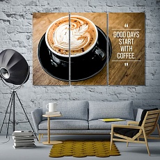 A cup of coffee large contemporary wall art, coffee canvas prints art