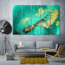 Green fern abstract art living room wall decor