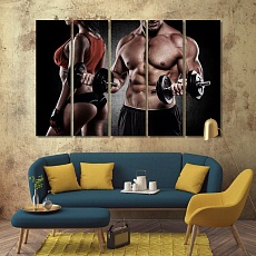 Dumbbells contemporary wall decor, fitness art prints on canvas