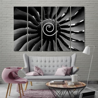 Airplane turbine black and white framed wall art, print canvas art