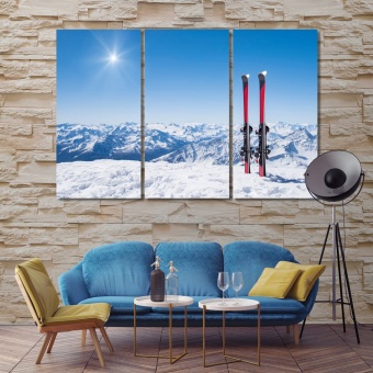 The ski wall decoration ideas, mountain landscape print canvas art