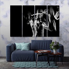 Powerlifting black and white framed wall art, gym print canvas art