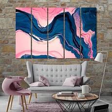 Pink & blue abstract art prints on canvas, abstract wall decor