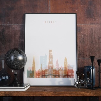 Bruges skyline print, ‎Belgium wall decorating ideas with pictures
