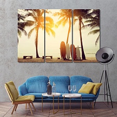 Sunny sunset picture wall decor, beach canvas prints art