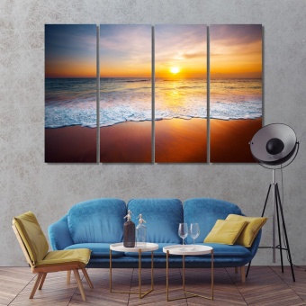 Beautiful sunset on the beach and sea canvas art prints