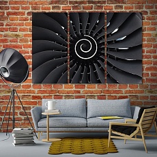 Air turbine artwork for office, turbine black & white wall art