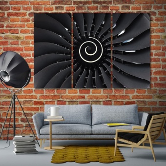 Air turbine artwork for office, turbine black & white wall art