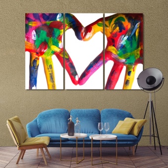 Colorful hands forming a heart art prints