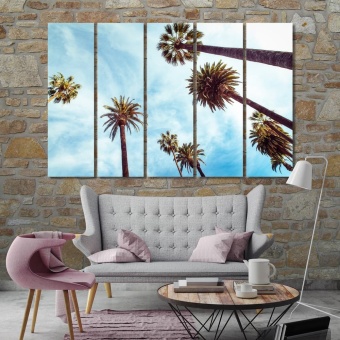 The palm trees living room wall decor ideas, high trees wall paintings