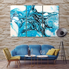 Blue and white marble abstract art wall decor