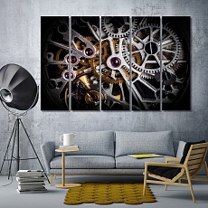 Clockwork of a watch with jewels art prints