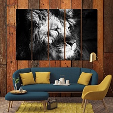 Lion black and white pictures canvas, wild cat canvas prints art