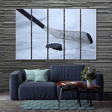 Hockey stick wall art for living room, hockey puck large wall decor