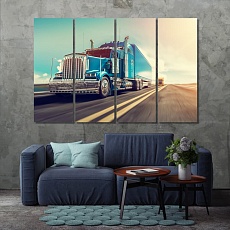 truck on the road print canvas art