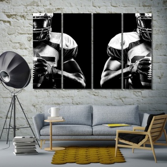 American football large black and white wall art decor