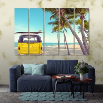 Surfing artistic prints on canvas, palm trees bedroom wall art decor